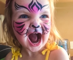 Pink Tiger Face Painting Design