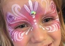 pink princess mask face paint design