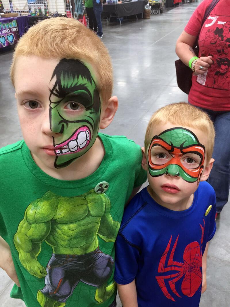 the hulk and tmnt face pait design