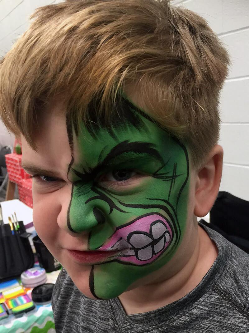 The hulk face pait design for kids
