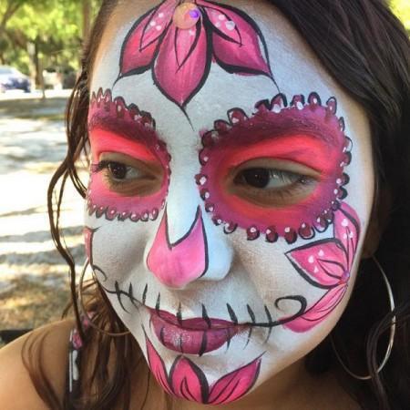 Girl sugar skull face paint design