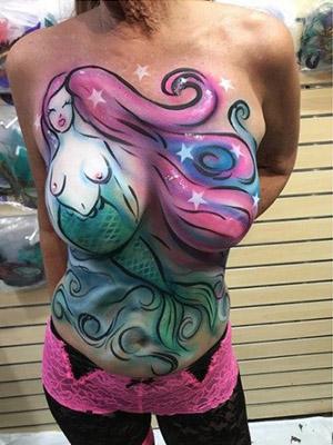 mermaid torso body painting key west